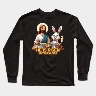 Matthew 28:6 He Is Risen Long Sleeve T-Shirt